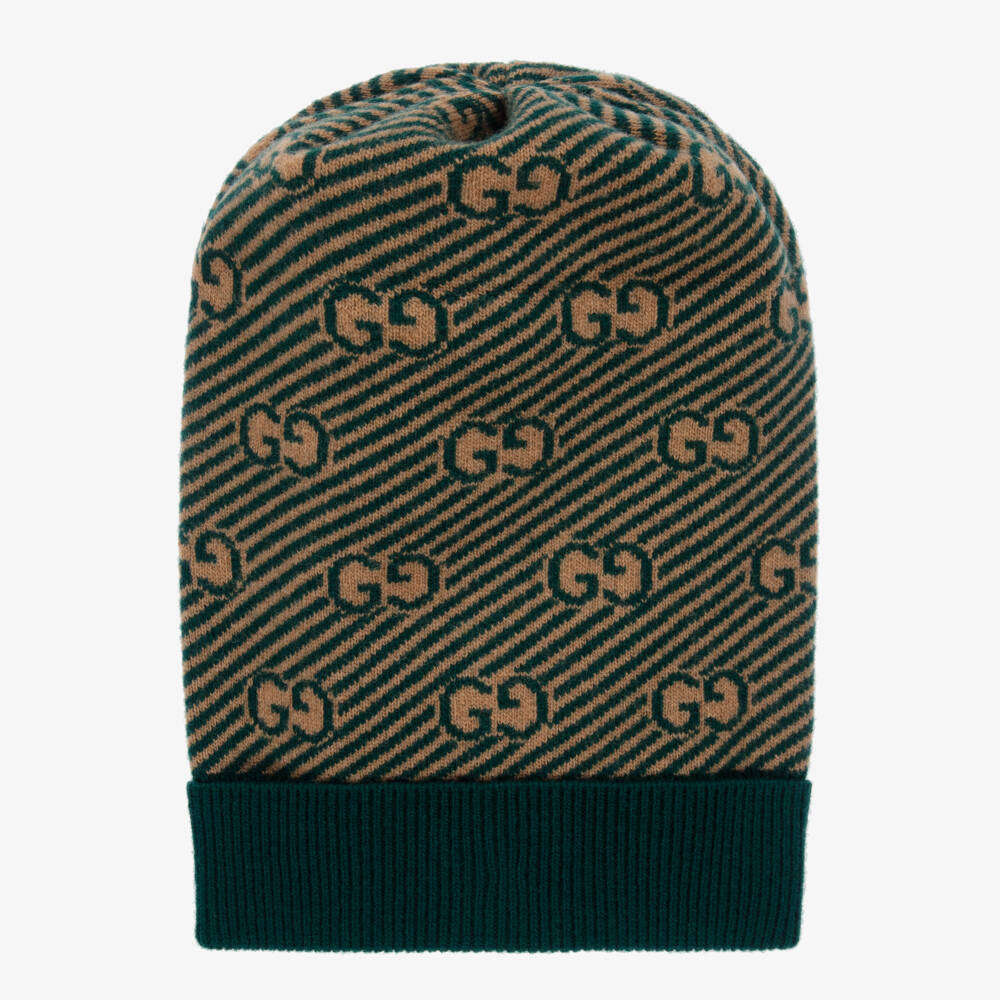 Gucci-Boys Green & Beige Wool Hat | Childrensalon Outlet