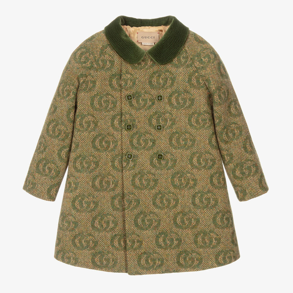 Gucci-Boys Green GG Wool Coat | Childrensalon Outlet