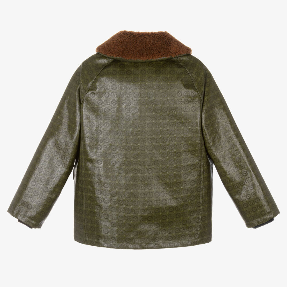 Gucci-Boys Green Shearling Collar Jacket | Childrensalon Outlet