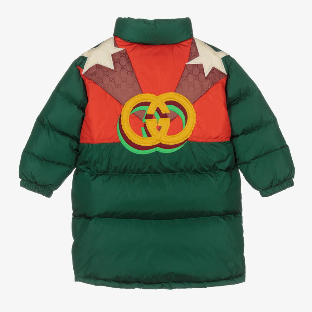 Gucci-Boys Green Star-Trim Puffer Coat | Childrensalon Outlet