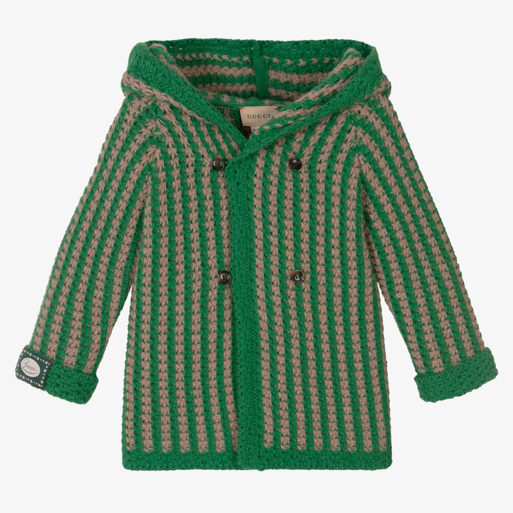 Gucci-Boys Green Striped Wool Cardigan | Childrensalon Outlet