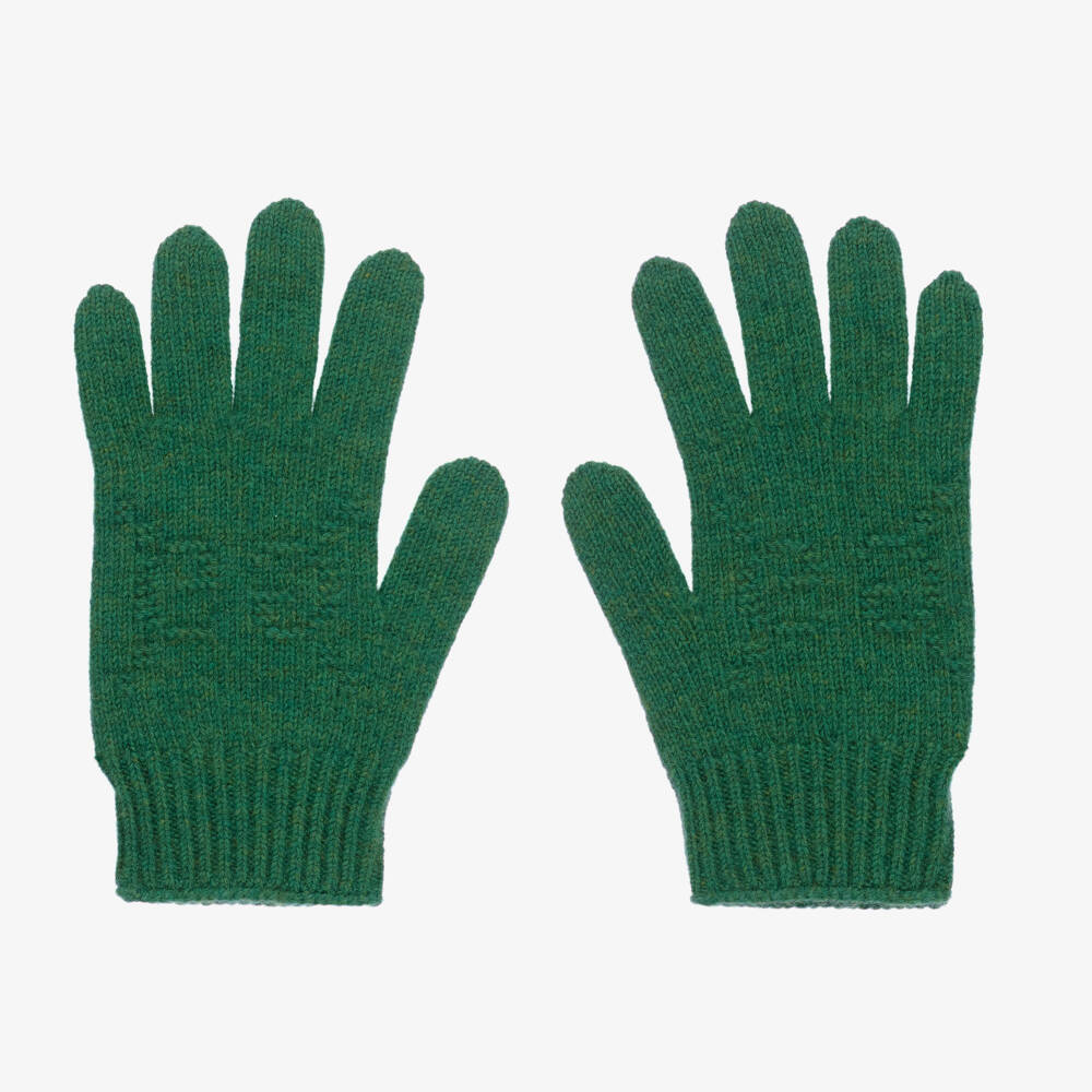 Gucci-Boys Green Wool Logo Mittens | Childrensalon Outlet