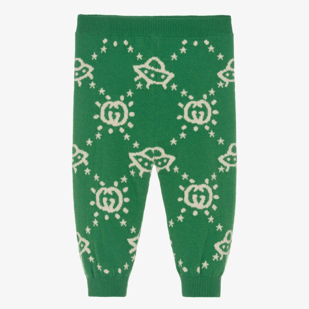 Gucci-Boys Green Wool Logo Trousers | Childrensalon Outlet