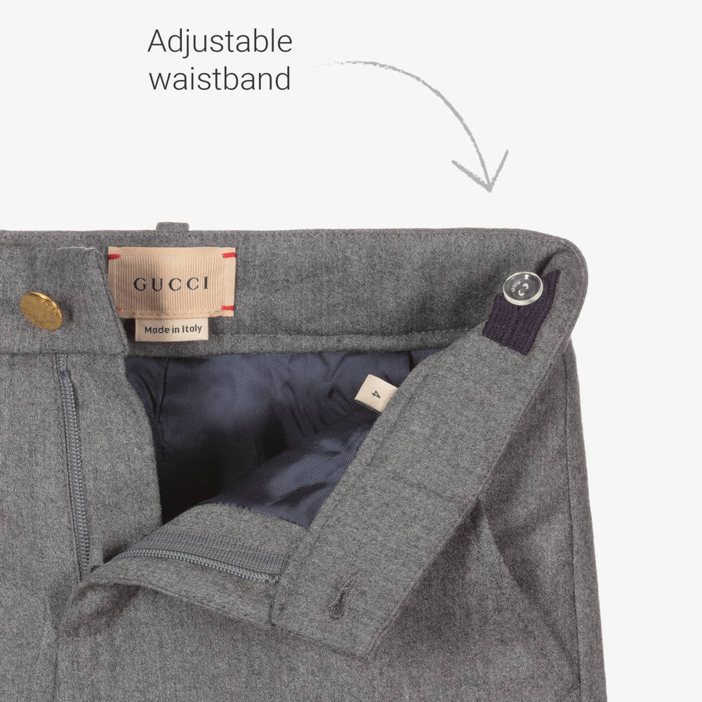 Gucci-Boys Grey Cashmere Wool Pants | Childrensalon Outlet