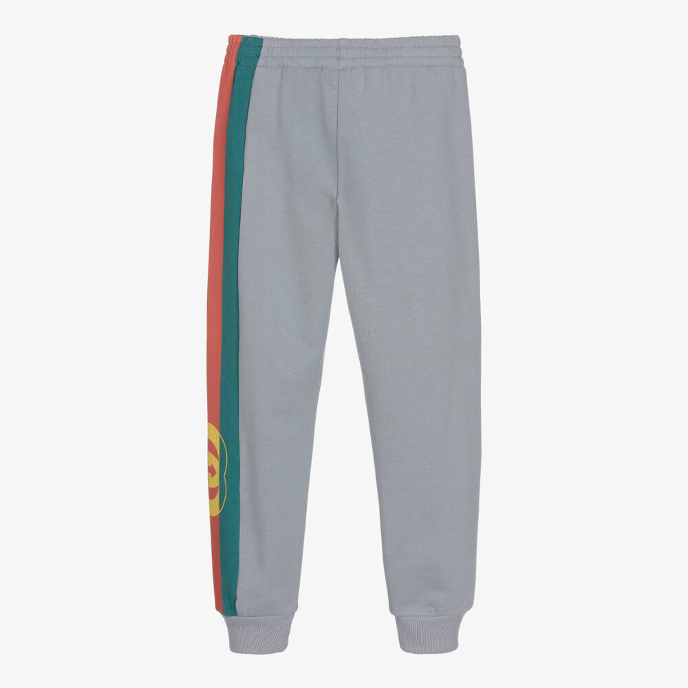 Gucci-Boys Grey Logo Cotton Trousers | Childrensalon Outlet