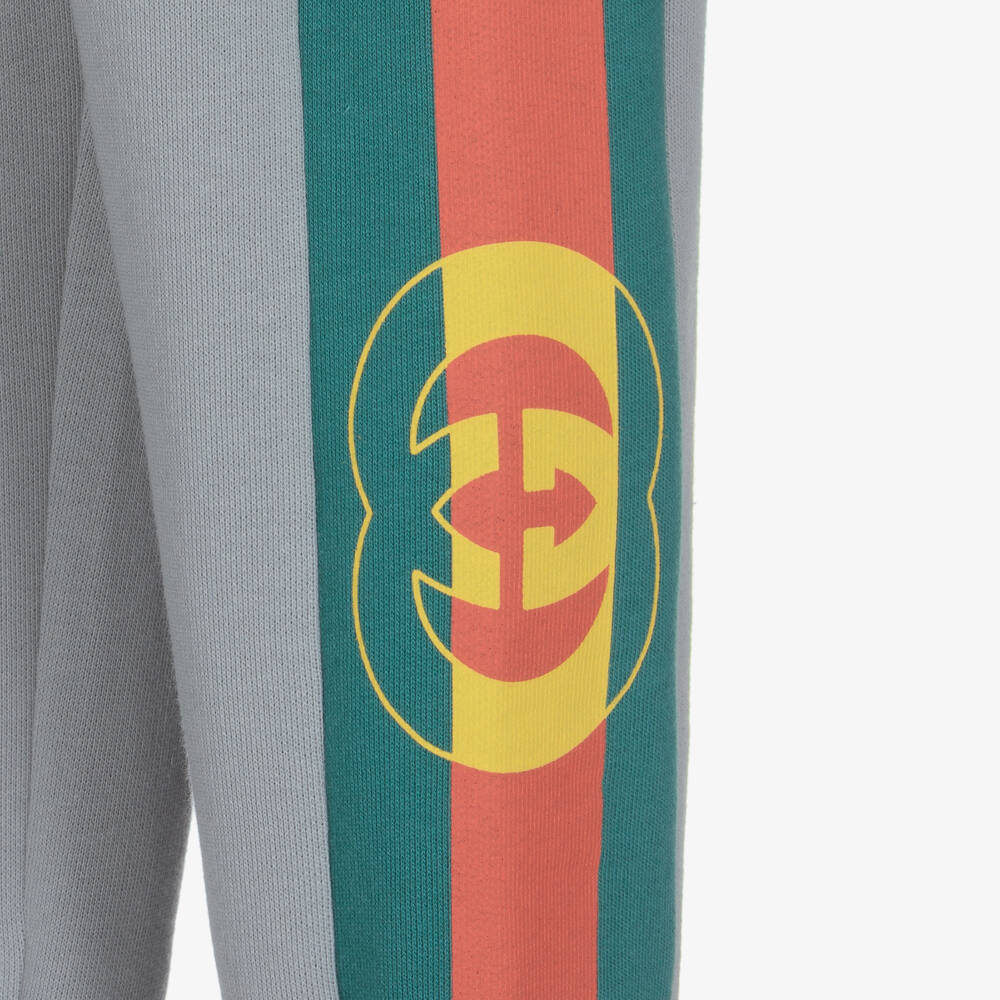 Gucci-Boys Grey Logo Cotton Trousers | Childrensalon Outlet