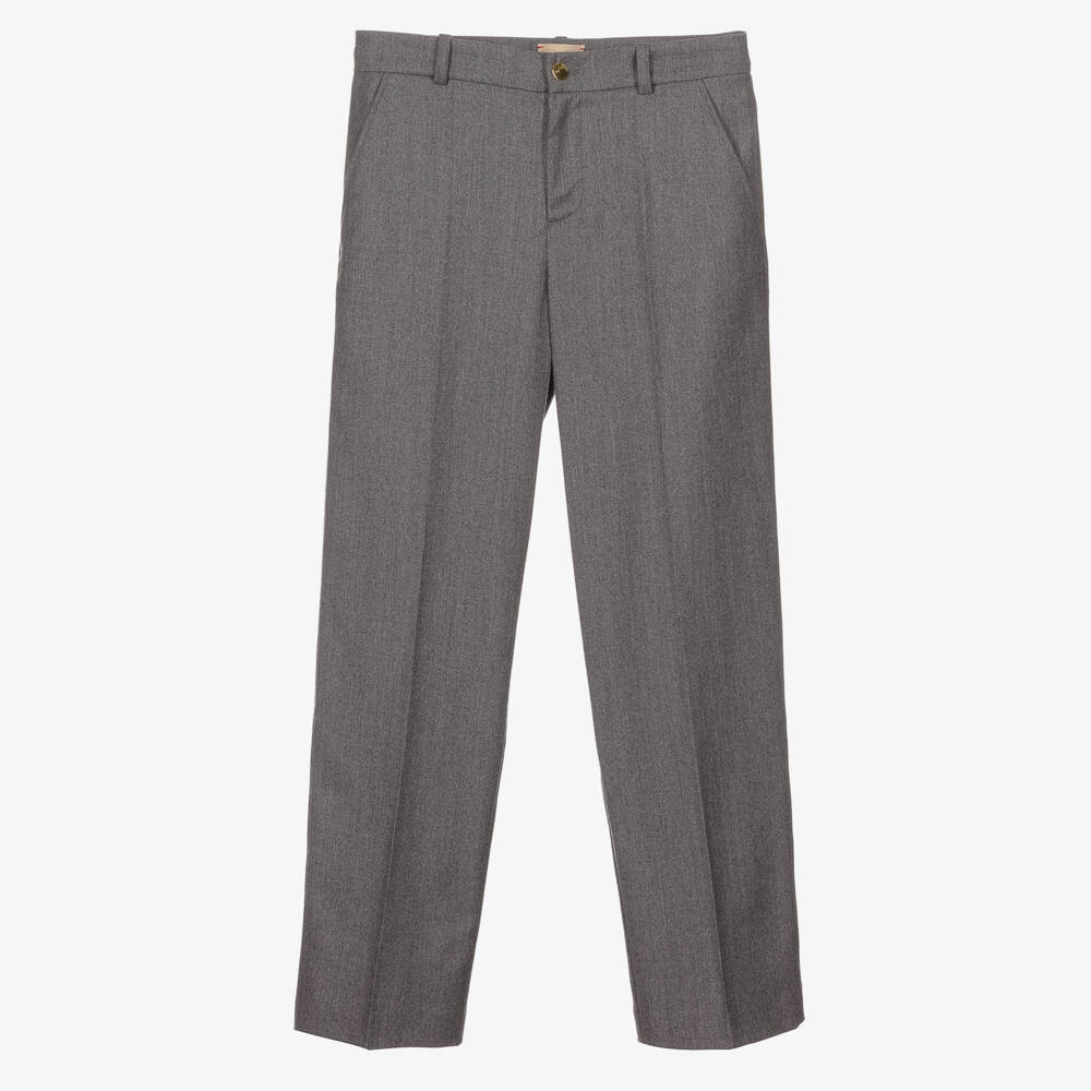 Gucci-Boys Grey Wool-Cashmere Slacks | Childrensalon Outlet