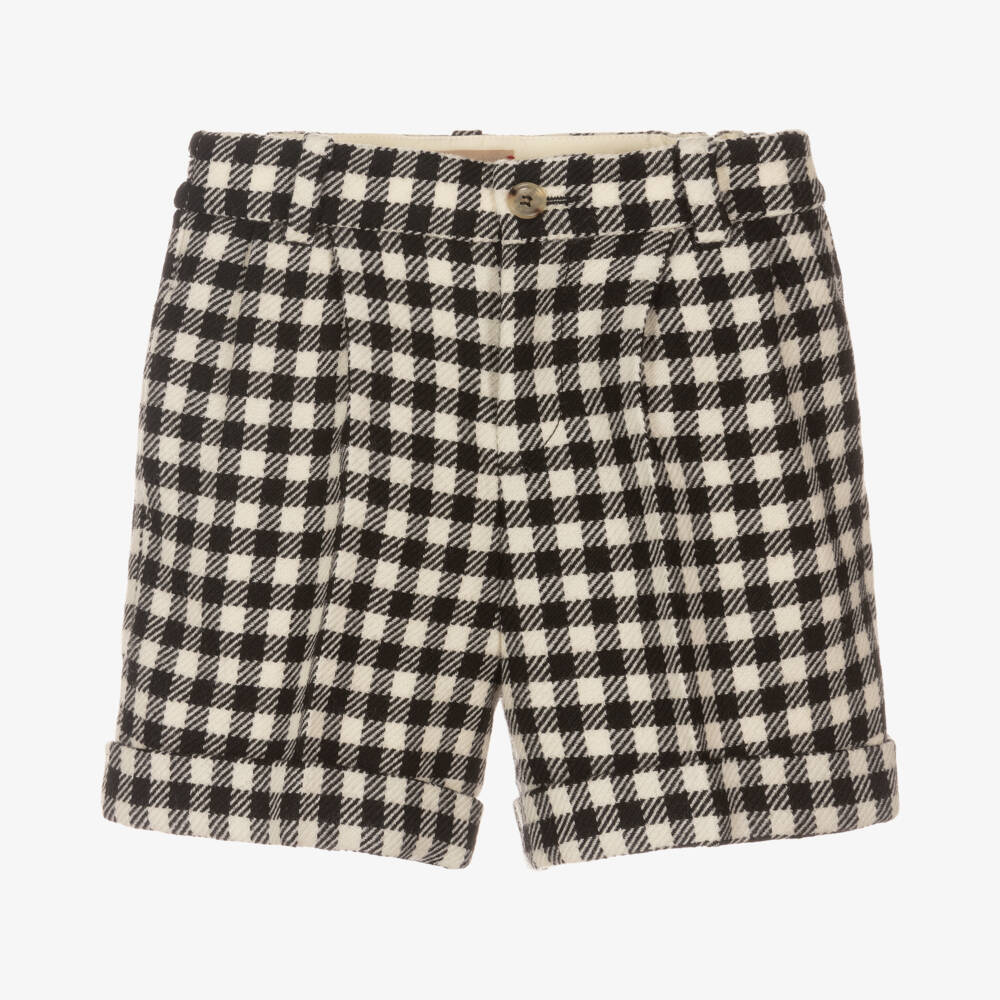 Gucci-Boys Ivory and Black Check Shorts | Childrensalon Outlet