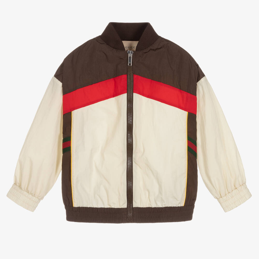 Gucci-Boys Ivory and Brown Bomber Jacket | Childrensalon Outlet