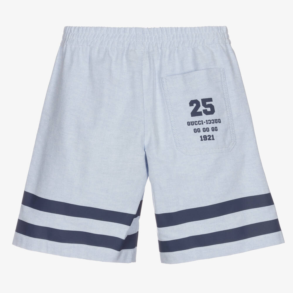 Gucci-Boys Light Blue Cotton Shorts | Childrensalon Outlet