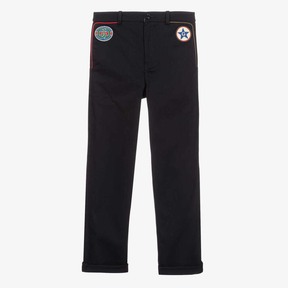 Gucci-Boys Navy Gabardine Trousers | Childrensalon Outlet