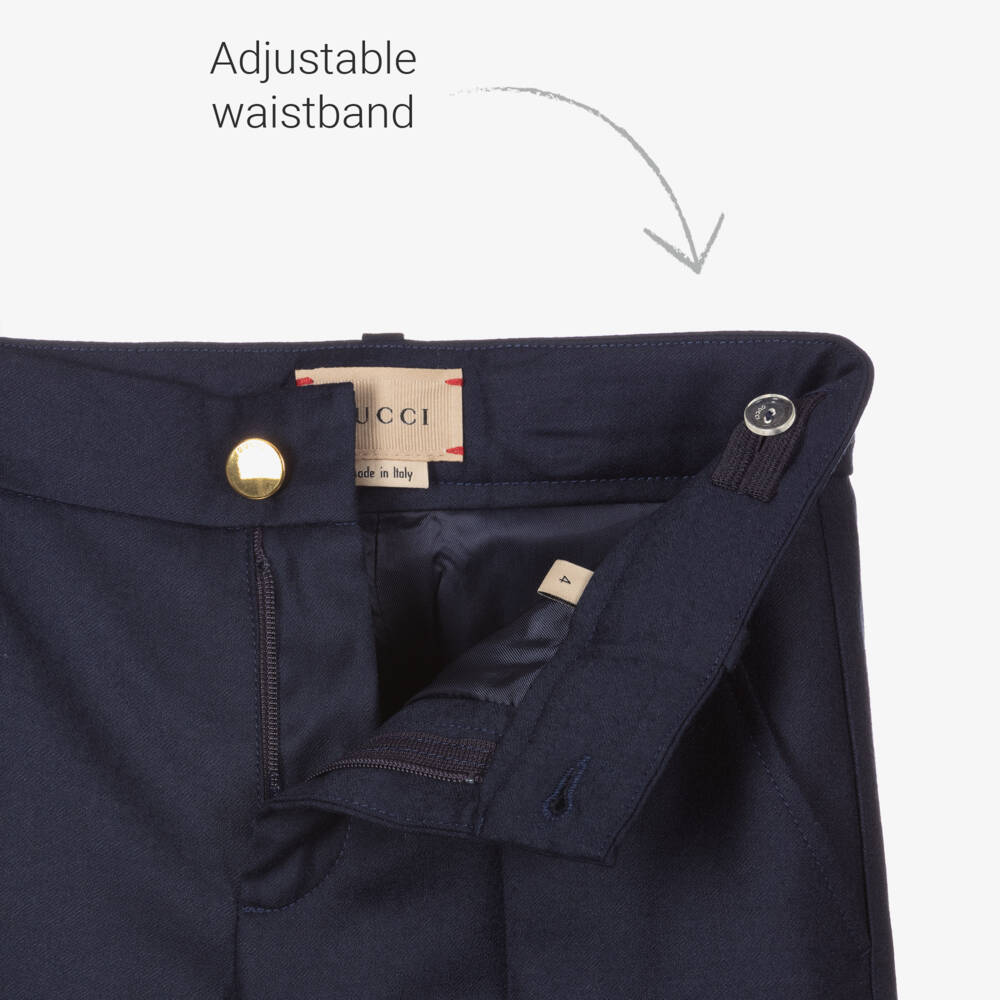 Gucci-Boys Navy Wool-Cashmere Trousers | Childrensalon Outlet