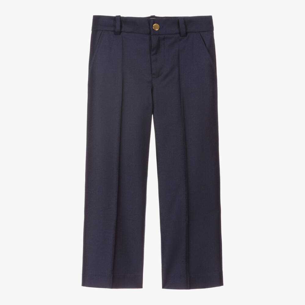 Gucci-Boys Navy Wool-Cashmere Trousers | Childrensalon Outlet