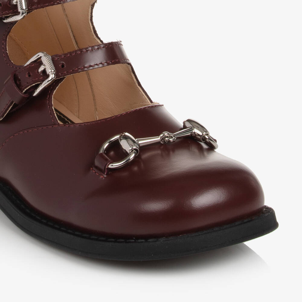 Gucci-Boys Oxblood Leather Strap Shoes | Childrensalon Outlet