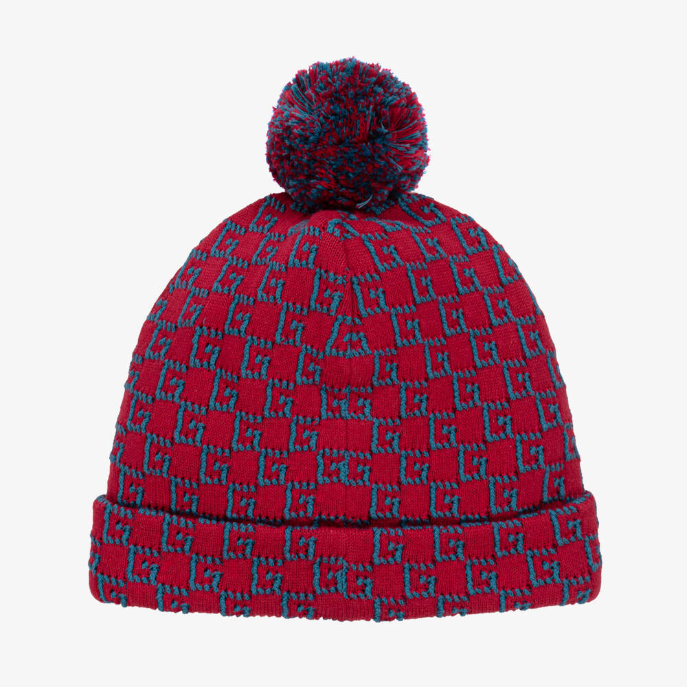 Gucci-Boys Red Cotton Pom-Pom Hat | Childrensalon Outlet