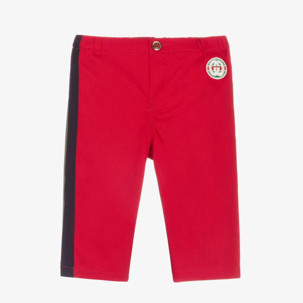 Gucci-Boys Red Gabardine Cotton Trousers | Childrensalon Outlet