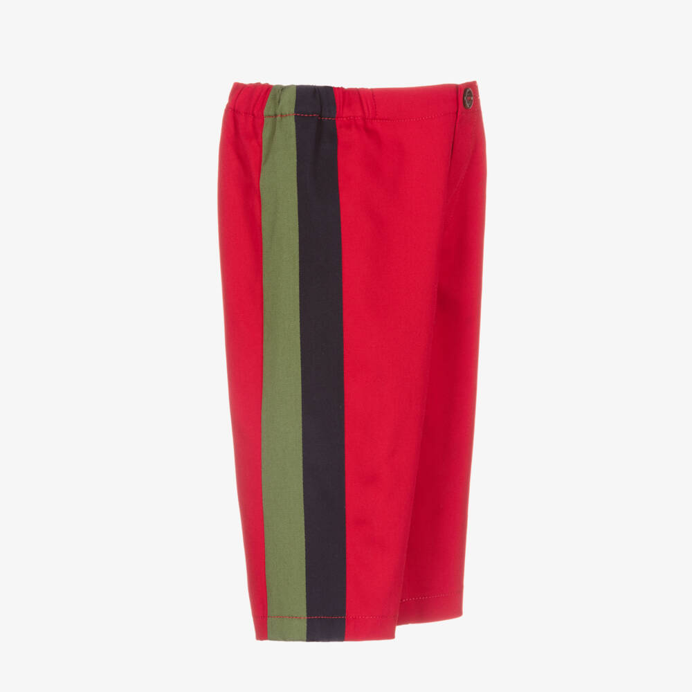 Gucci-Boys Red Gabardine Cotton Trousers | Childrensalon Outlet