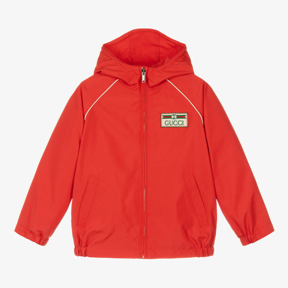 Gucci-Boys Scarlet Hooded Windbreaker | Childrensalon Outlet