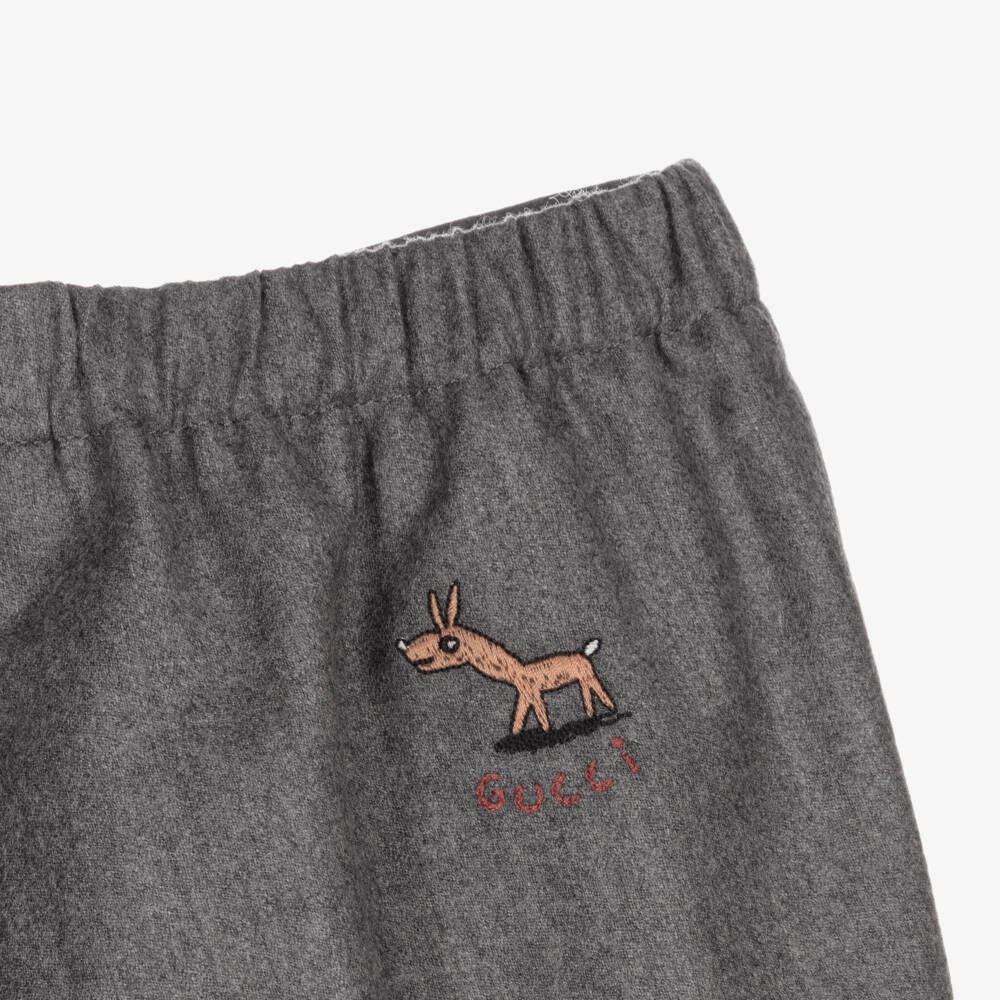 Gucci-Boys Soft Grey Wool Shorts | Childrensalon Outlet