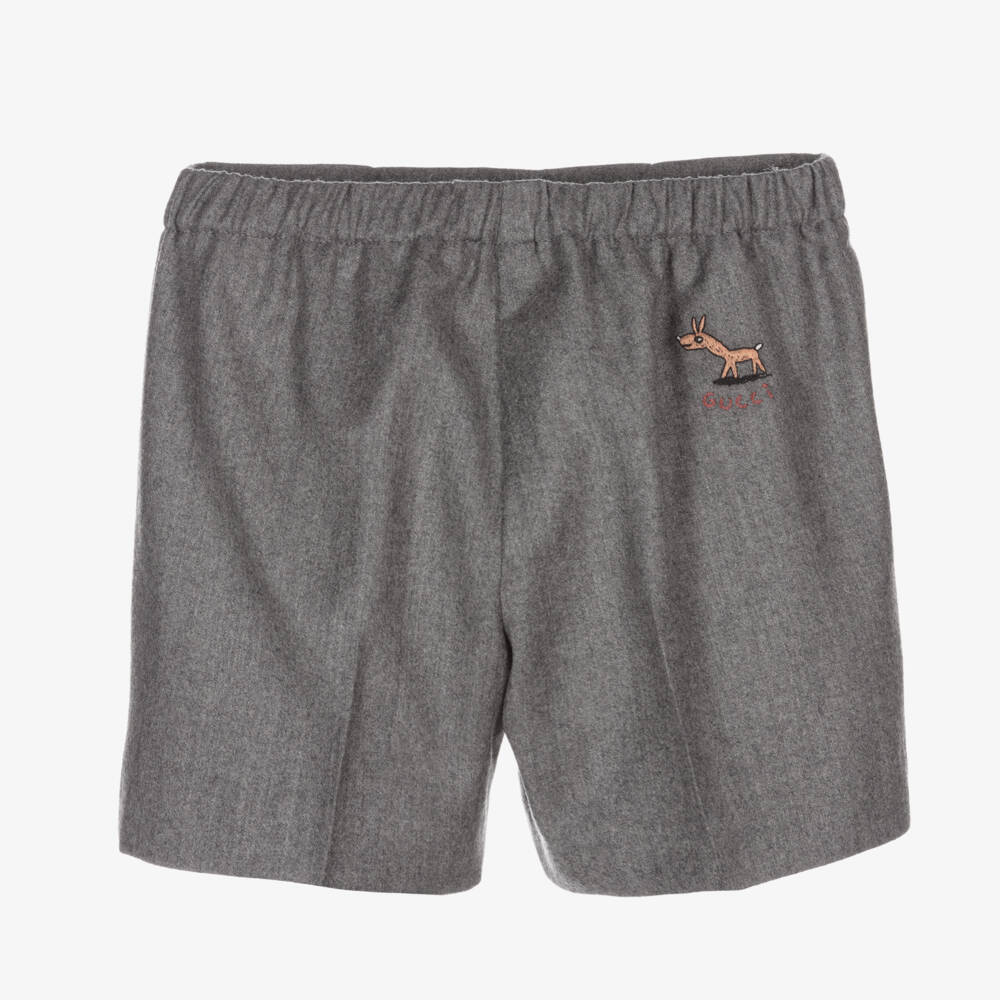 Gucci-Boys Soft Grey Wool Shorts | Childrensalon Outlet