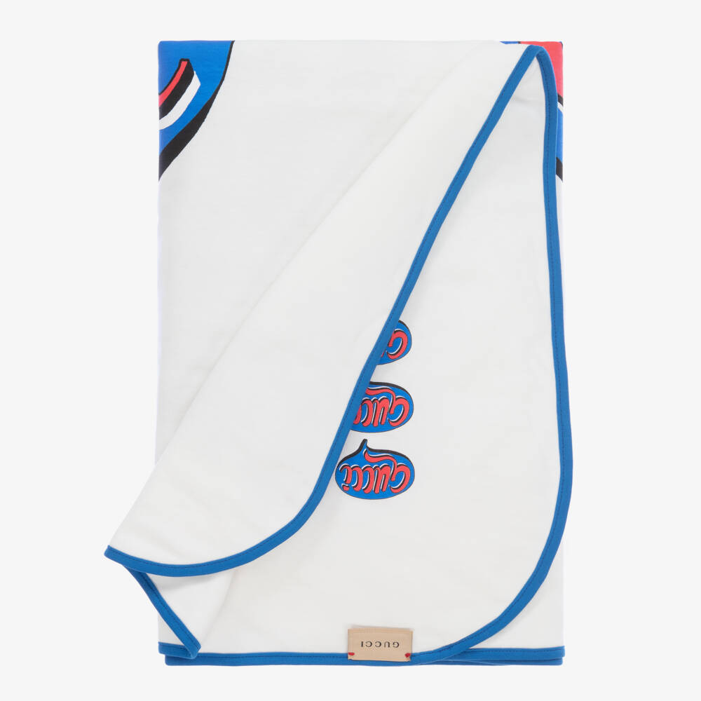 Gucci-Boys Soft White Logo Blanket | Childrensalon Outlet