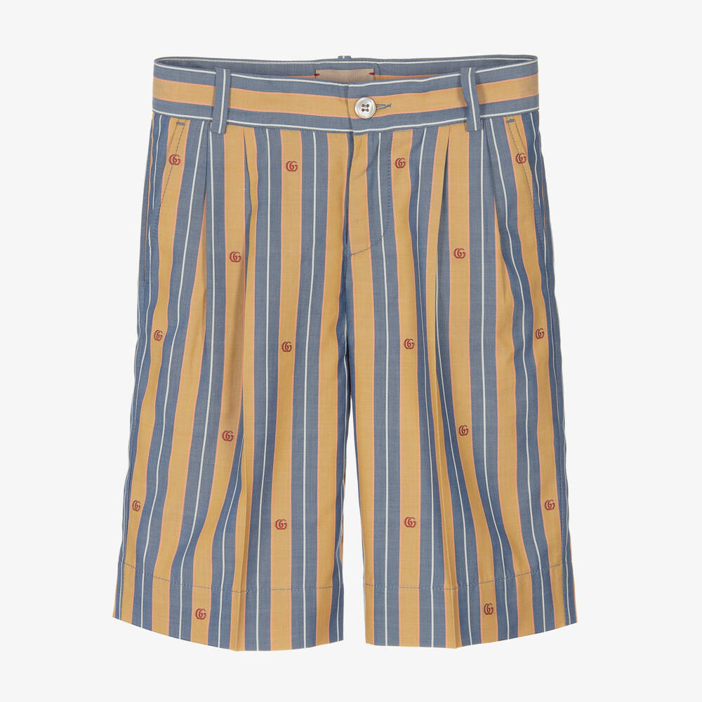 Gucci-Boys Striped Oxford Cotton Shorts | Childrensalon Outlet