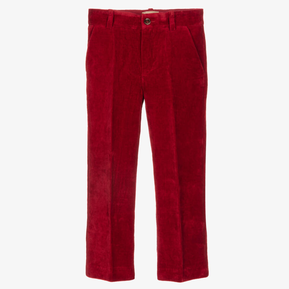 Gucci-Boys Velvet Red Chinos | Childrensalon Outlet