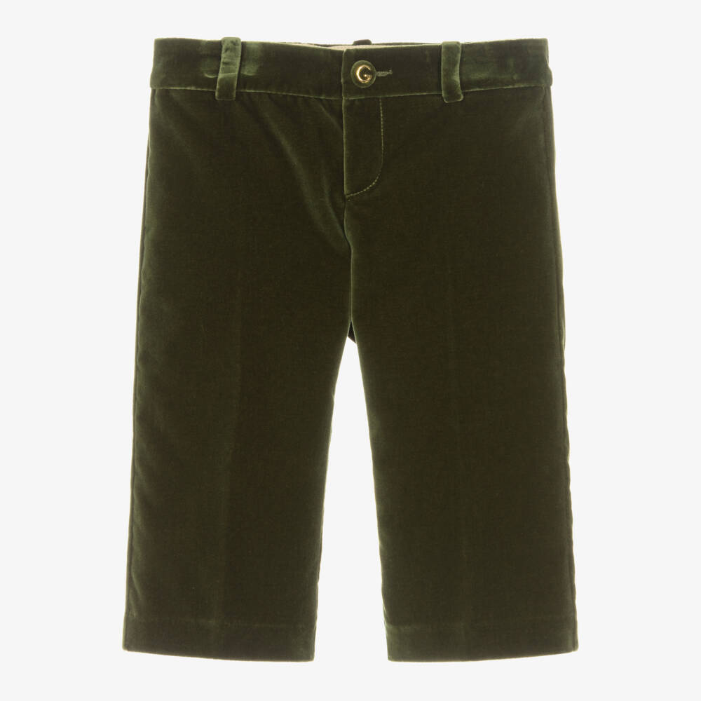 Gucci-Boys Velvet Trousers in Green | Childrensalon Outlet