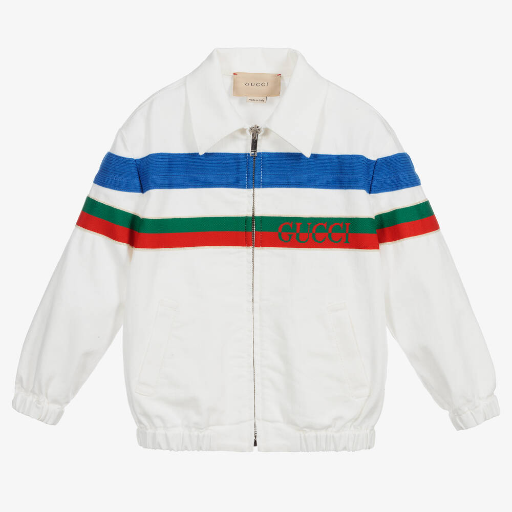 Gucci-Boys White Cotton Logo Jacket | Childrensalon Outlet