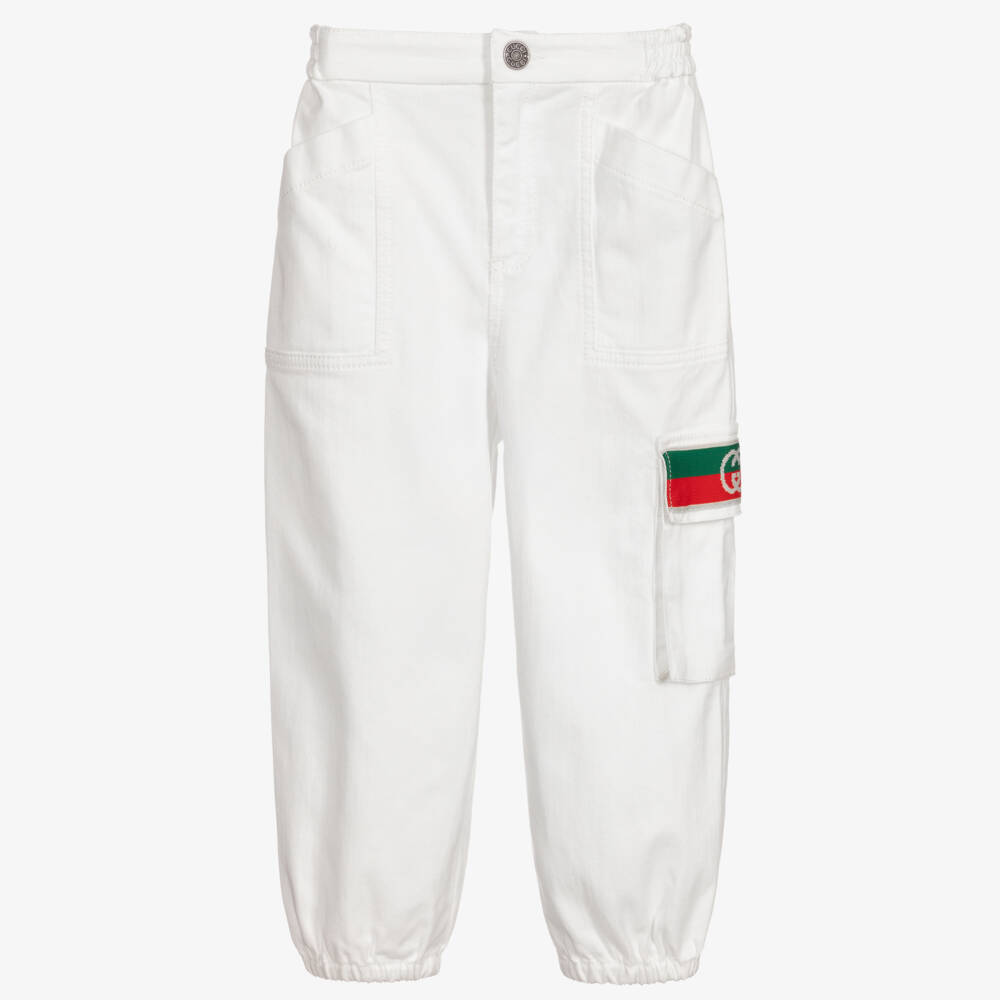 Gucci-Boys White Denim Trousers | Childrensalon Outlet