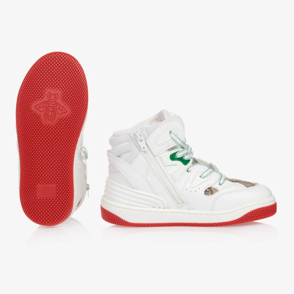 Gucci-Boys White High-Top Sneakers | Childrensalon Outlet