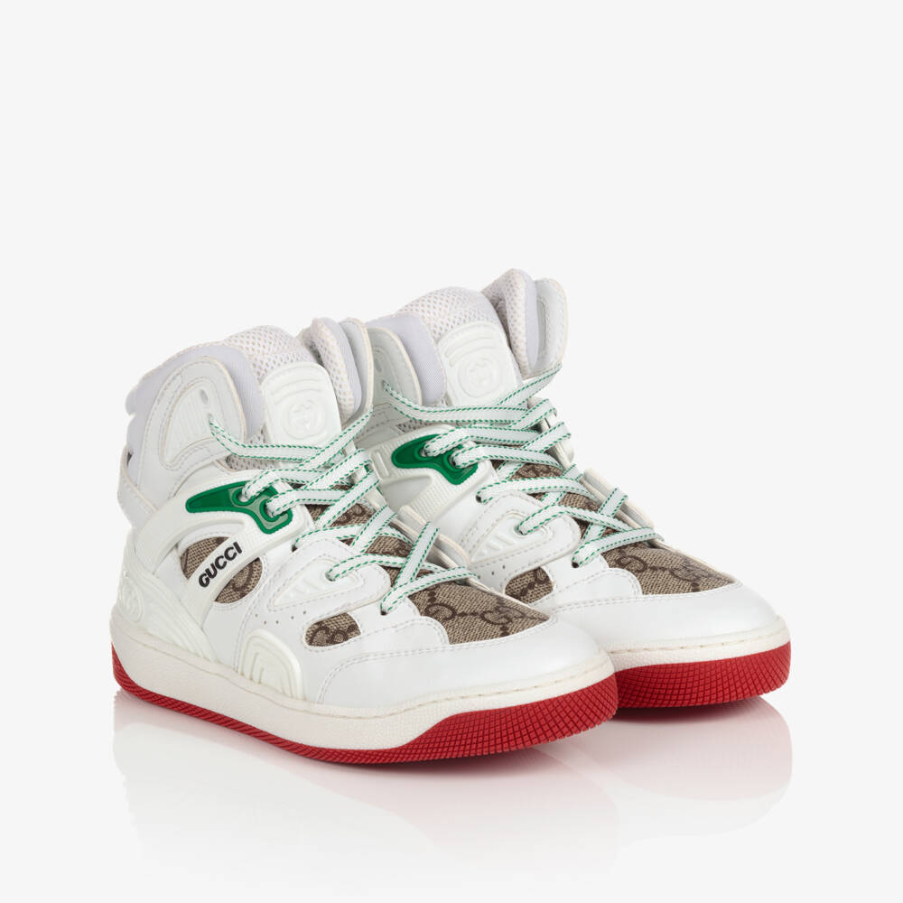 Gucci-Boys White High-Top Trainers | Childrensalon Outlet