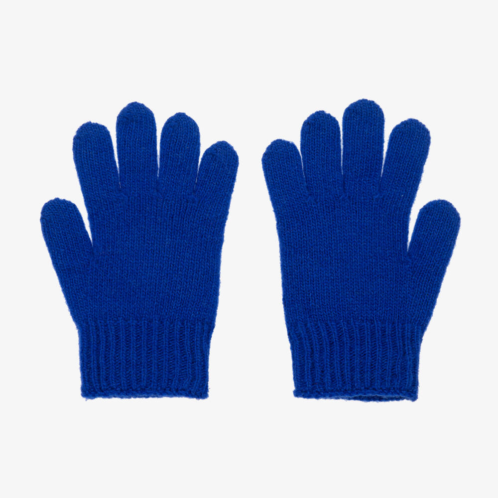Gucci-Boys Wool Blue Logo Mittens | Childrensalon Outlet