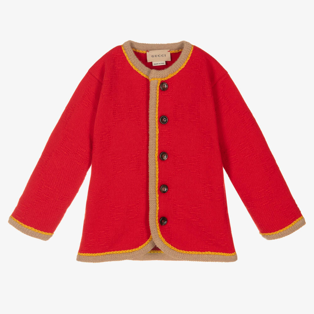 Gucci-Boys Wool Cardigan in Red | Childrensalon Outlet
