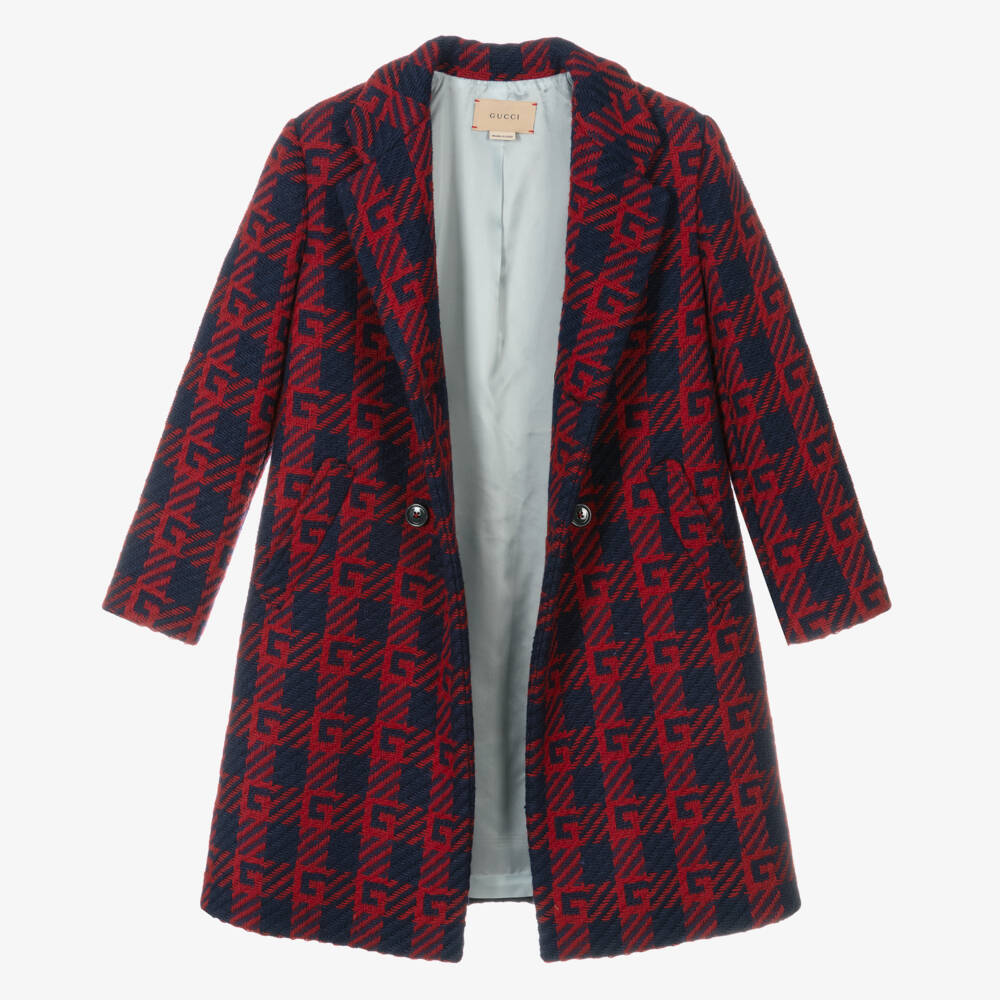 Gucci-Красно-синее шерстяное пальто для мальчиков | Childrensalon Outlet