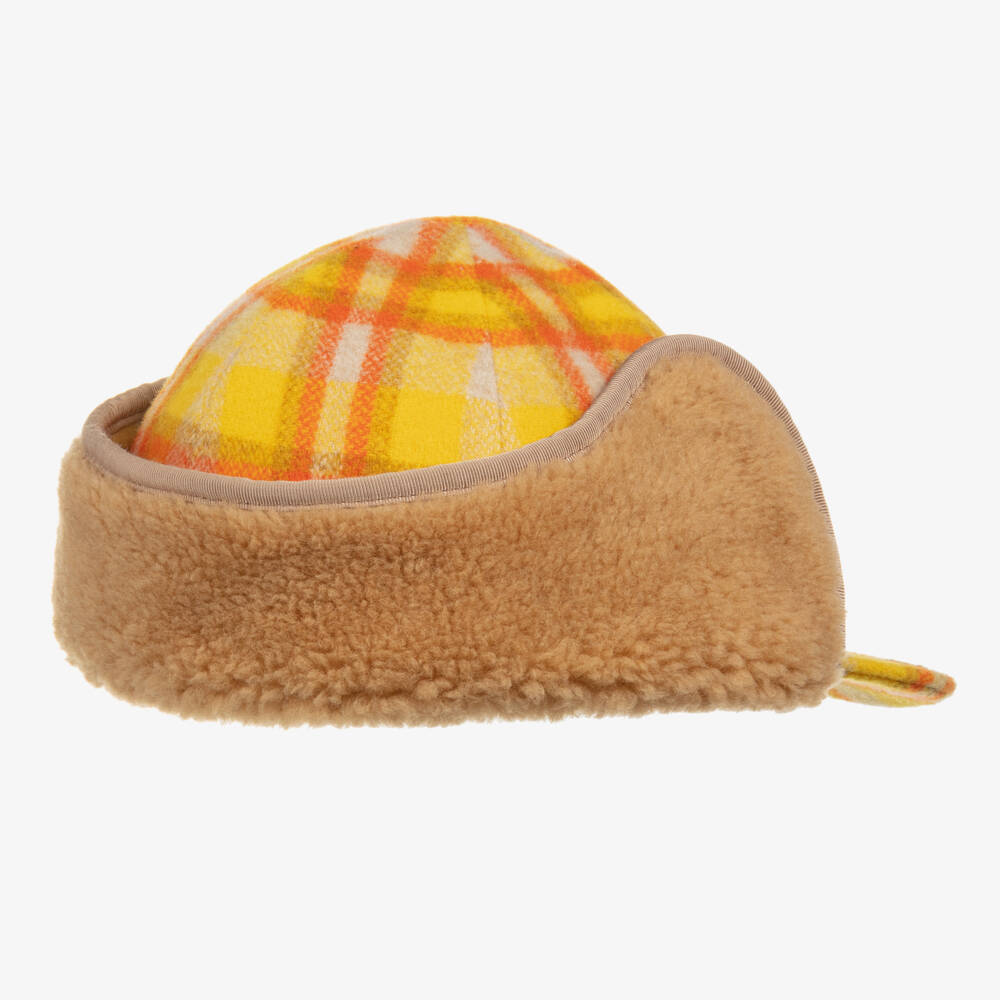 Gucci-Boys Yellow Checked Trapper Hat | Childrensalon Outlet