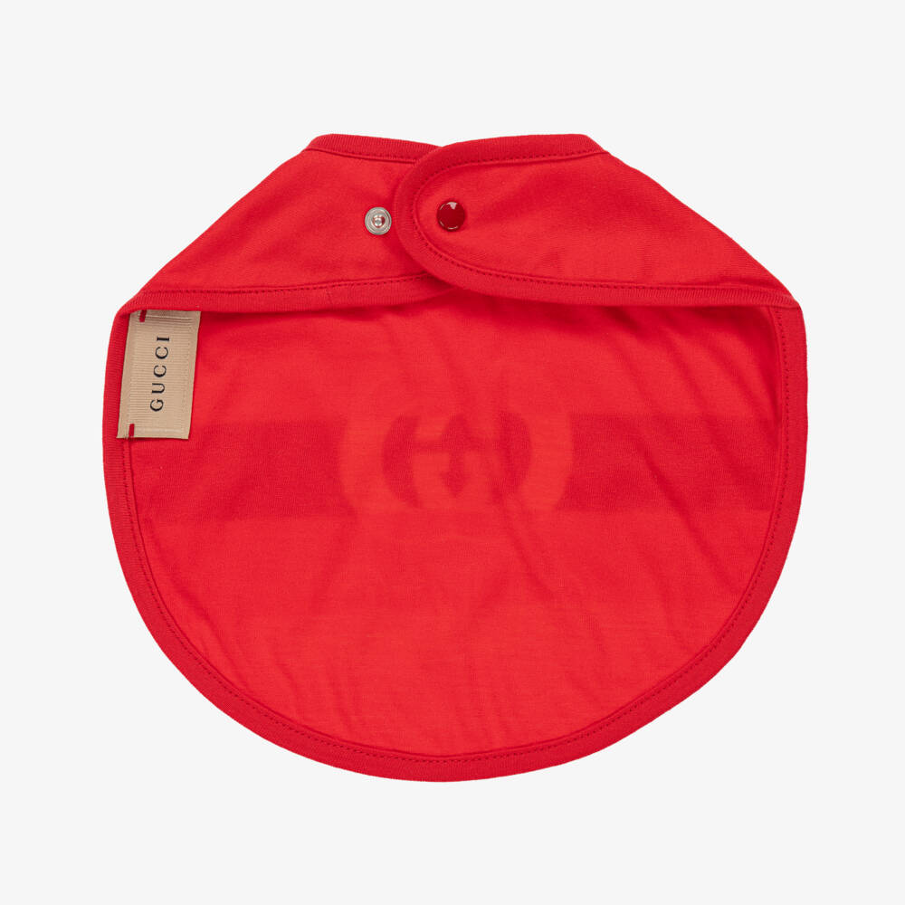 Gucci-Bright Red Cotton Logo Bib | Childrensalon Outlet
