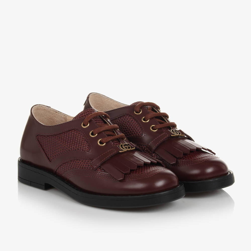 Gucci-Burgundy Red Leather Shoes | Childrensalon Outlet