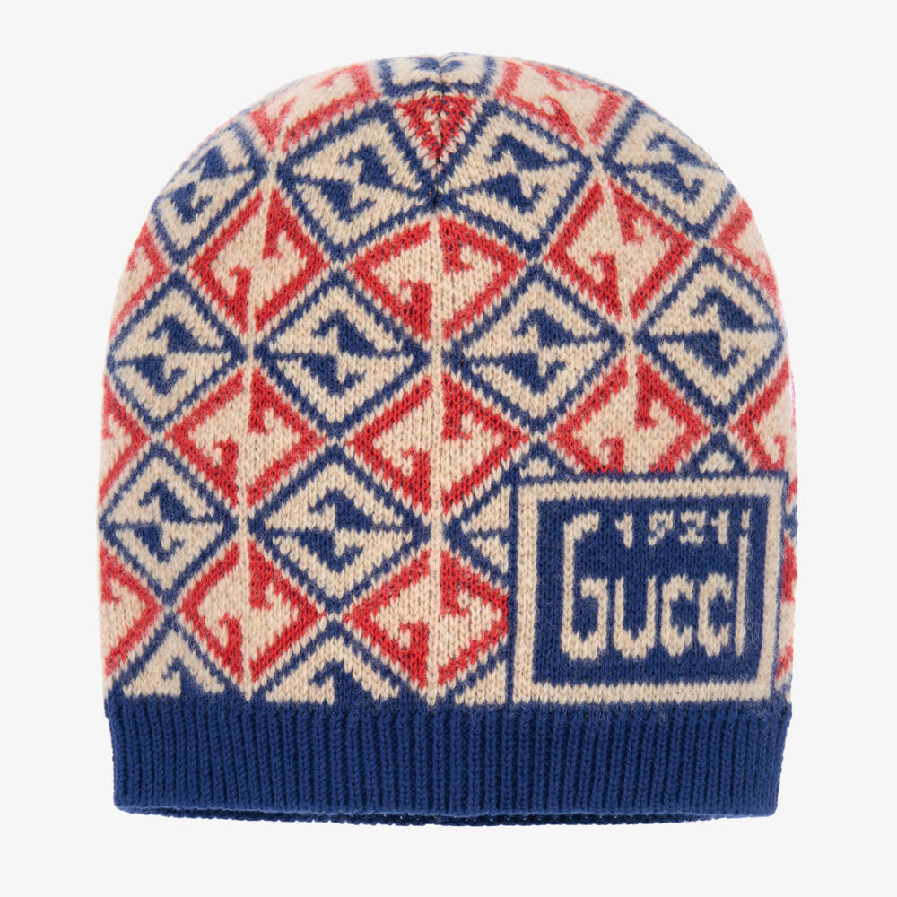 Gucci-Classic Kids Blue Red Knit Hat | Childrensalon Outlet