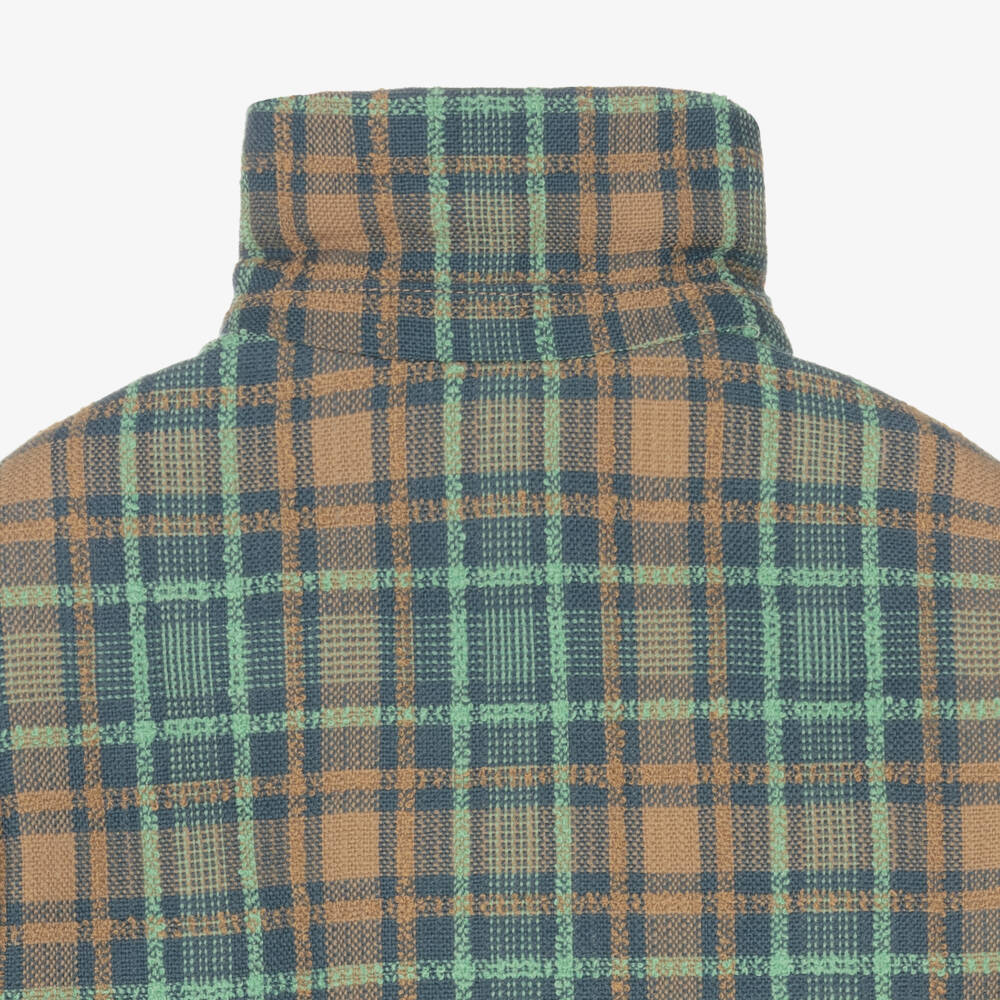 Gucci-Girls Blue Brown Wool Plaid Coat | Childrensalon Outlet