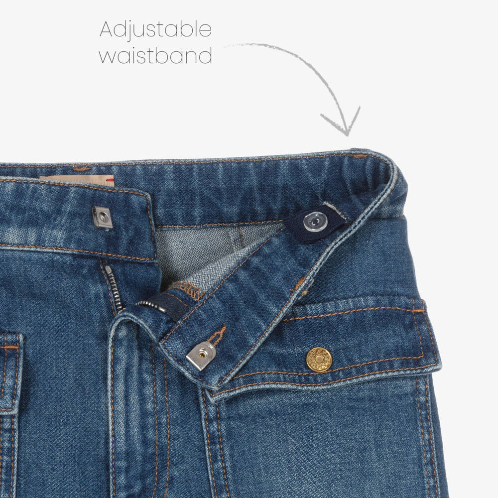 Gucci-Girls Blue Flared Denim Jeans | Childrensalon Outlet