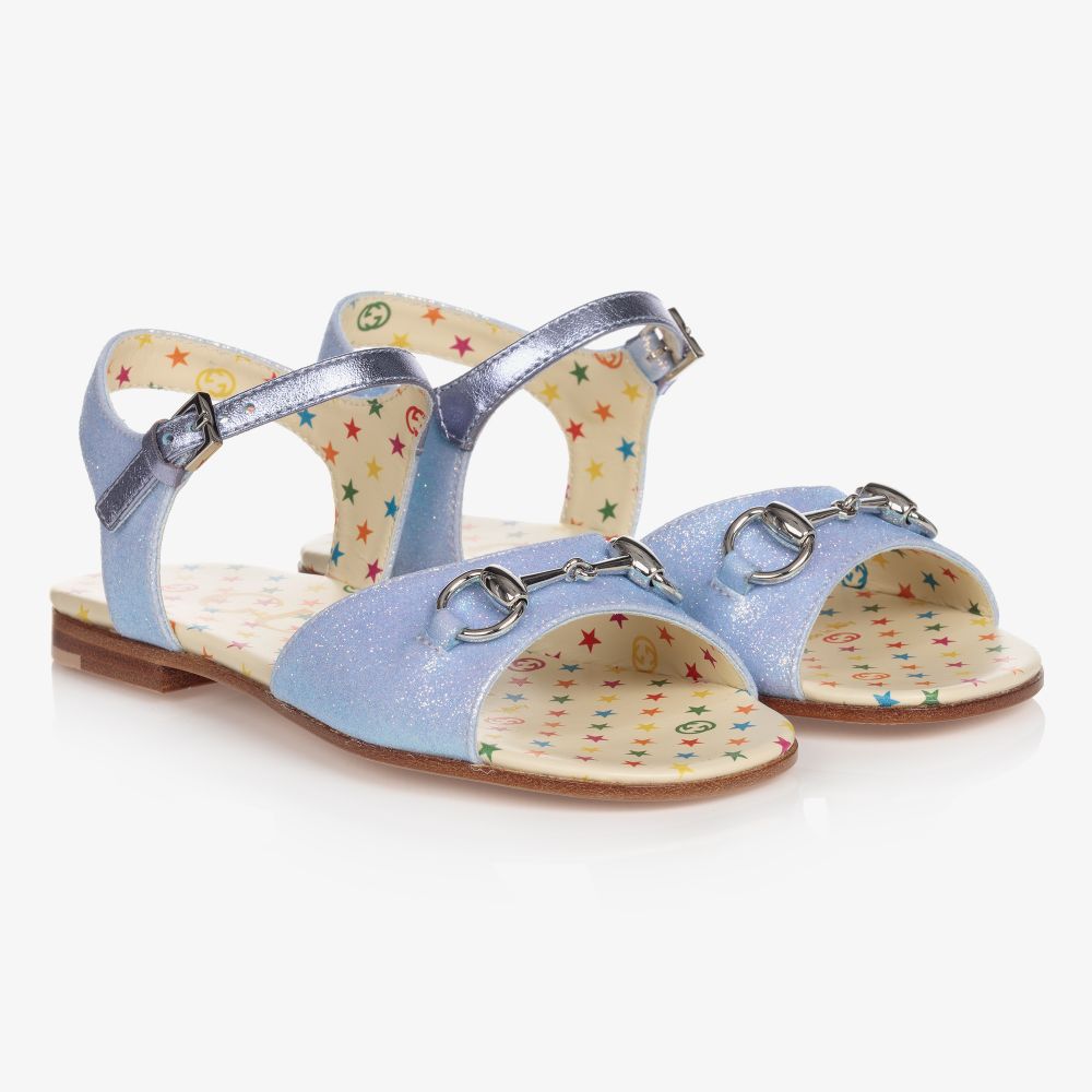 Gucci-Girls Blue Horsebit Sandals | Childrensalon Outlet