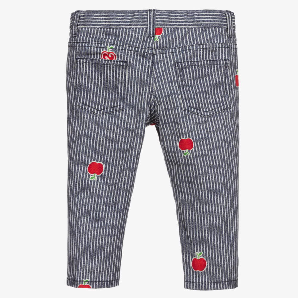 Gucci-Girls Blue Striped Denim Trousers | Childrensalon Outlet