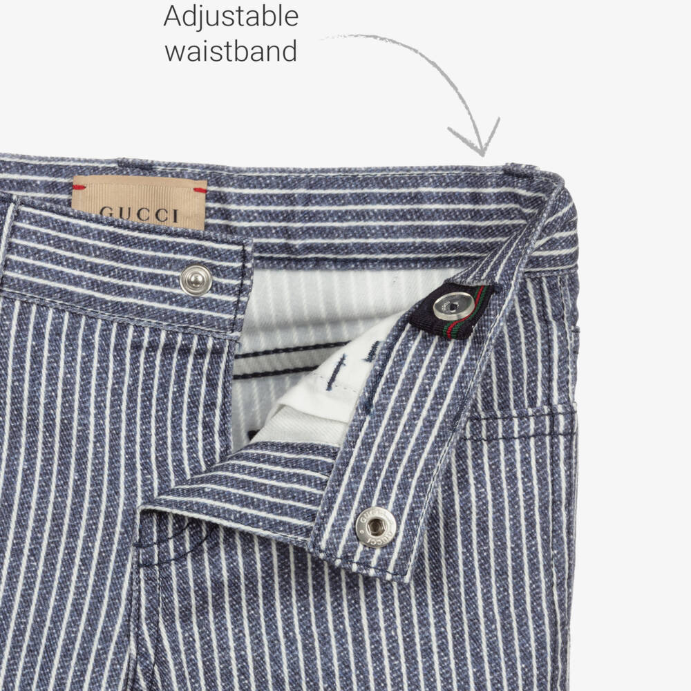 Gucci-Girls Blue Striped Denim Trousers | Childrensalon Outlet