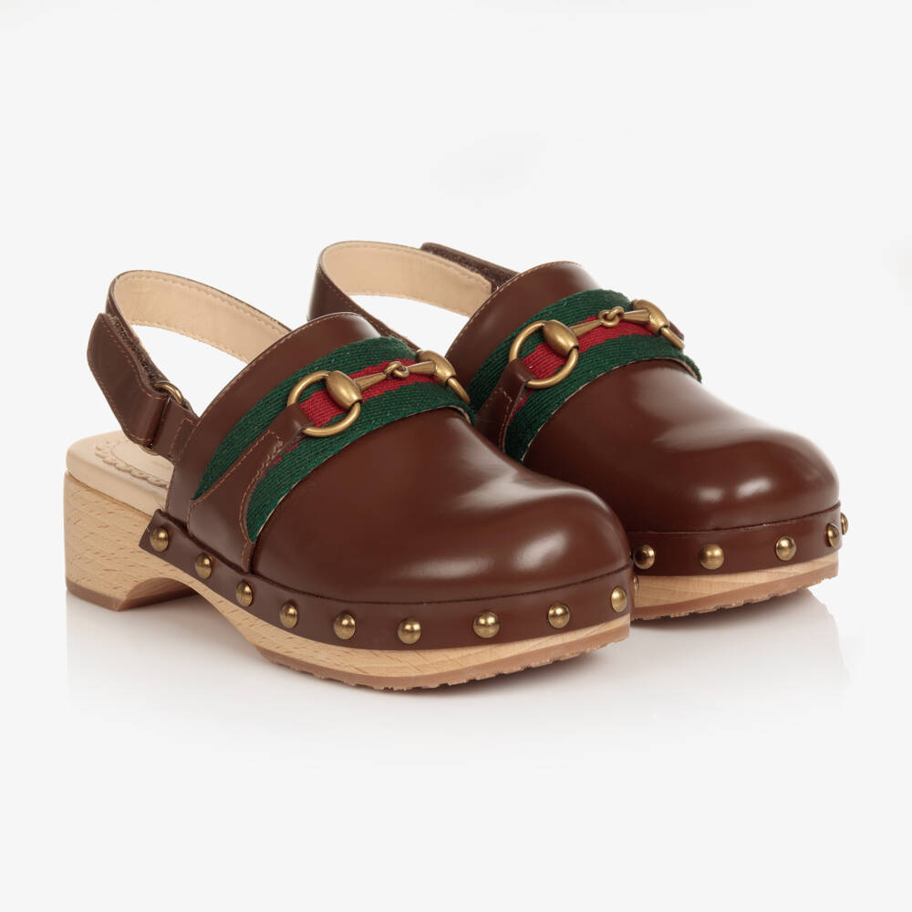 Gucci-Girls Brown Leather Horsebit Sandals | Childrensalon Outlet