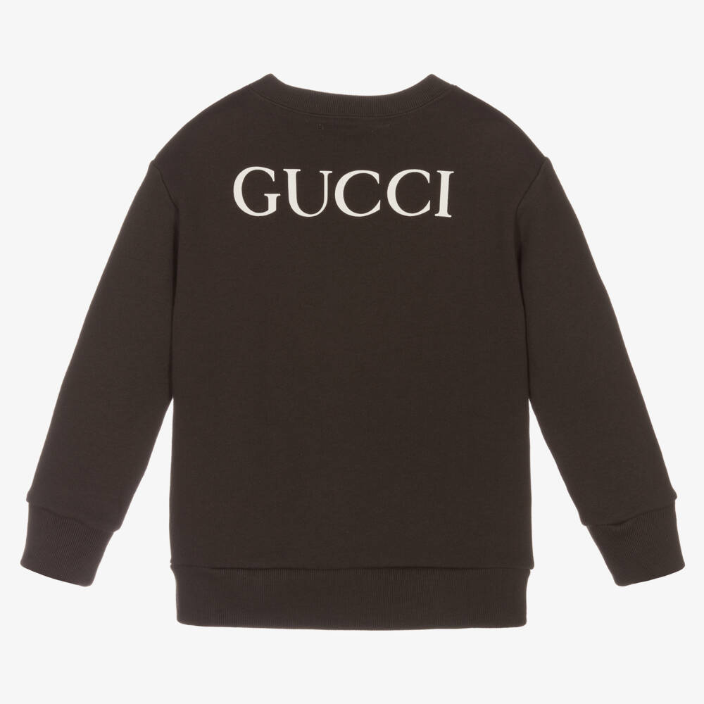 Gucci-Girls Charcoal Feline Sweatshirt | Childrensalon Outlet