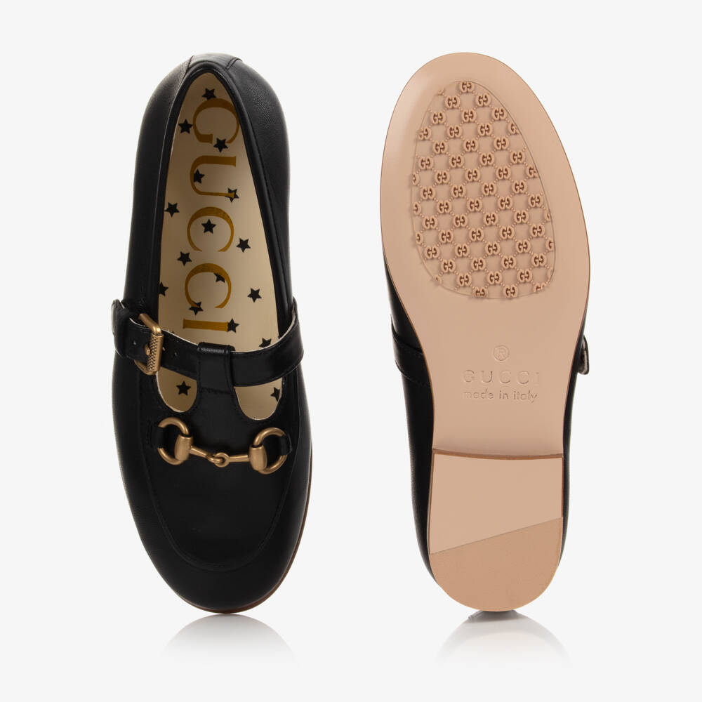 Gucci-Girls Classic Black Moccasin Shoes | Childrensalon Outlet
