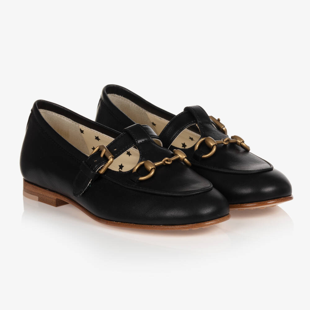 Gucci-Girls Classic Black Moccasin Shoes | Childrensalon Outlet