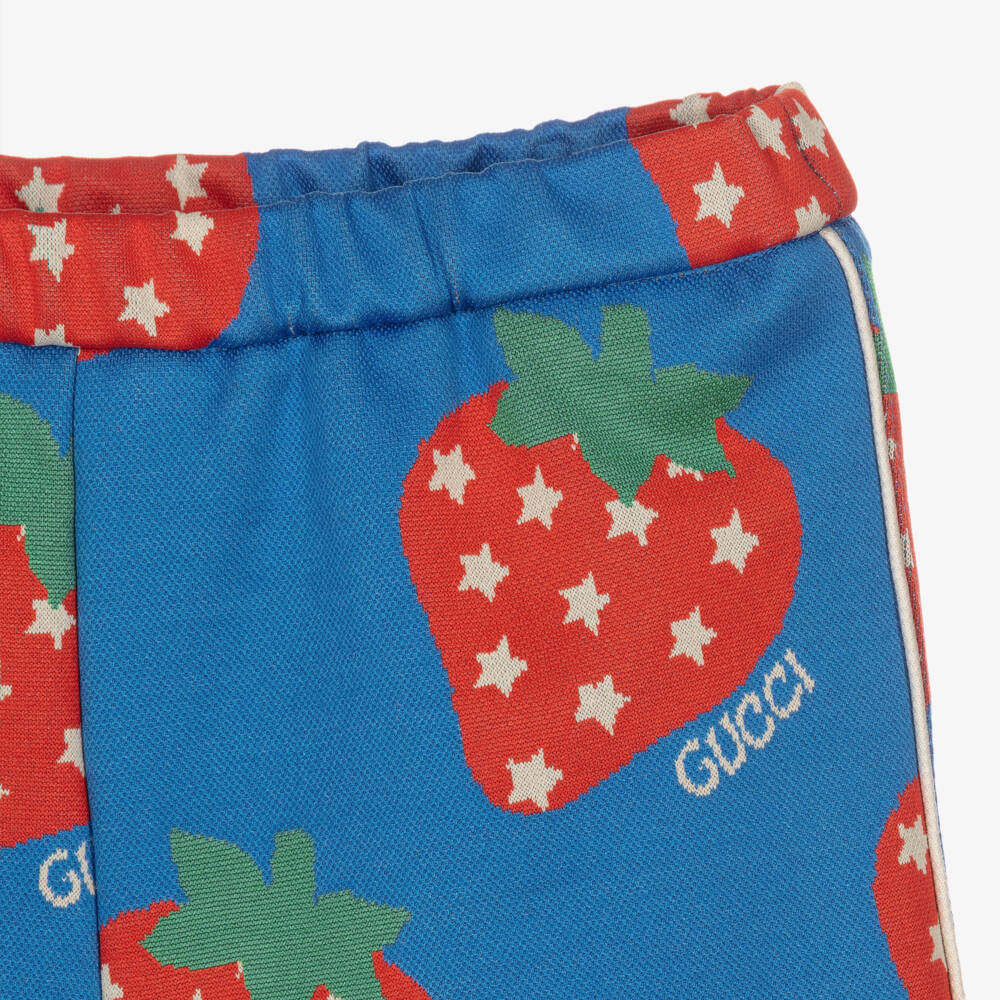Gucci-Girls Cobalt Strawberry Print Trousers | Childrensalon Outlet