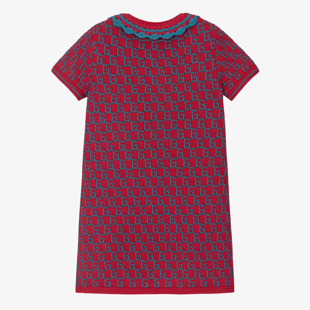 Gucci-Girls Elegant Red & Blue Knit Dress | Childrensalon Outlet